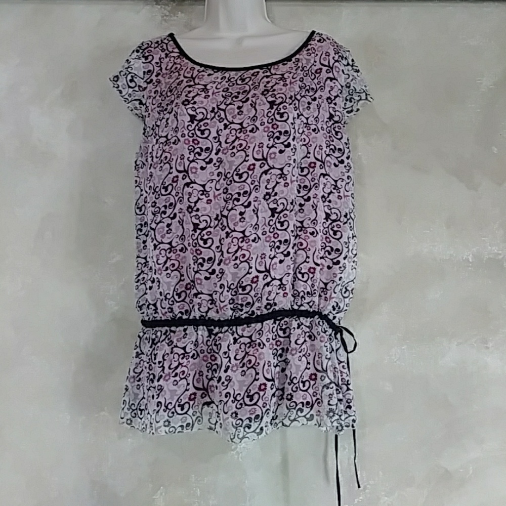 💼🐣 Alfani 100% Silk Drop- Waist Blouse Size 12